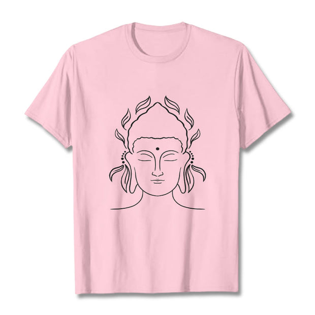 Buddha Stones Casual Buddha Outline Lotus Petal Pattern Tee T-shirt - LightPink - 2XL - image 13