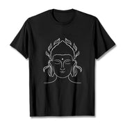 Buddha Stones Casual Buddha Outline Lotus Petal Pattern Tee T-shirt - Black - 2XL - image 1