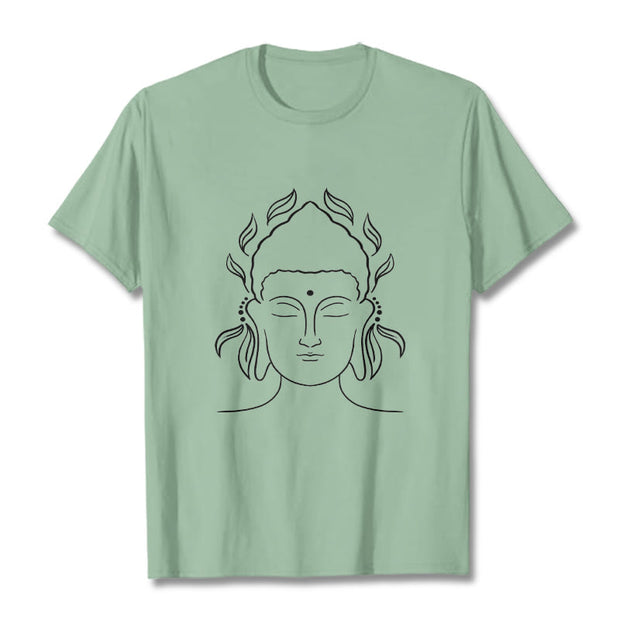 Buddha Stones Casual Buddha Outline Lotus Petal Pattern Tee T-shirt - PaleGreen - 2XL - image 15
