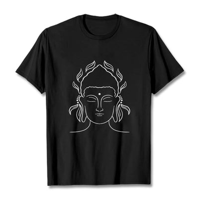 Buddha Stones Casual Buddha Outline Lotus Petal Pattern Tee T-shirt - Black - 2XL - image 1