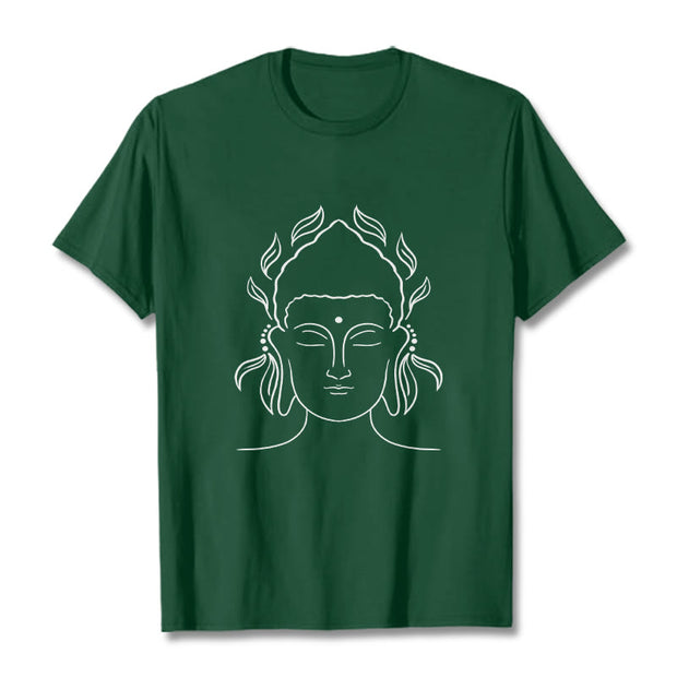Buddha Stones Casual Buddha Outline Lotus Petal Pattern Tee T-shirt - ForestGreen - 2XL - image 11