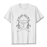 Buddha Stones Casual Buddha Outline Lotus Petal Pattern Tee T-shirt - White - 2XL - image 6