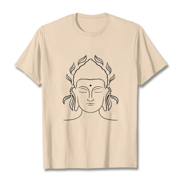 Buddha Stones Casual Buddha Outline Lotus Petal Pattern Tee T-shirt - Bisque - 2XL - image 9