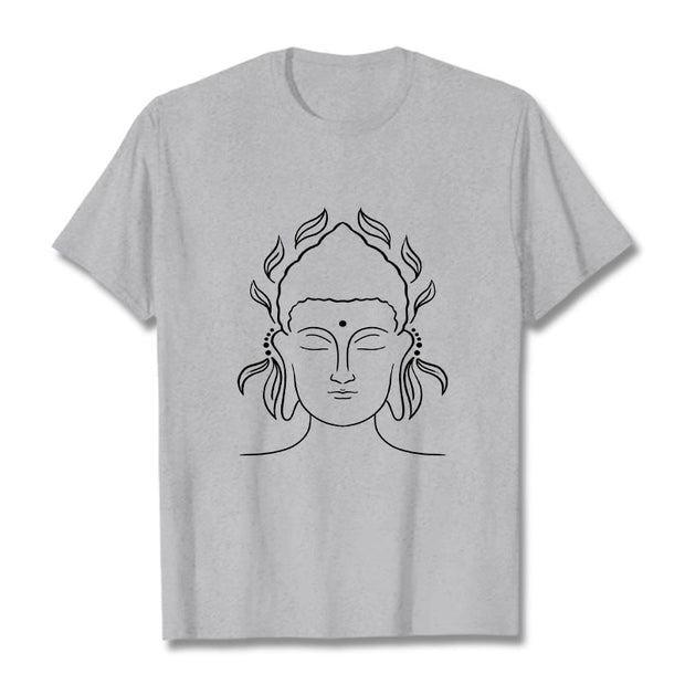 Buddha Stones Casual Buddha Outline Lotus Petal Pattern Tee T-shirt - LightGrey - 2XL - image 20