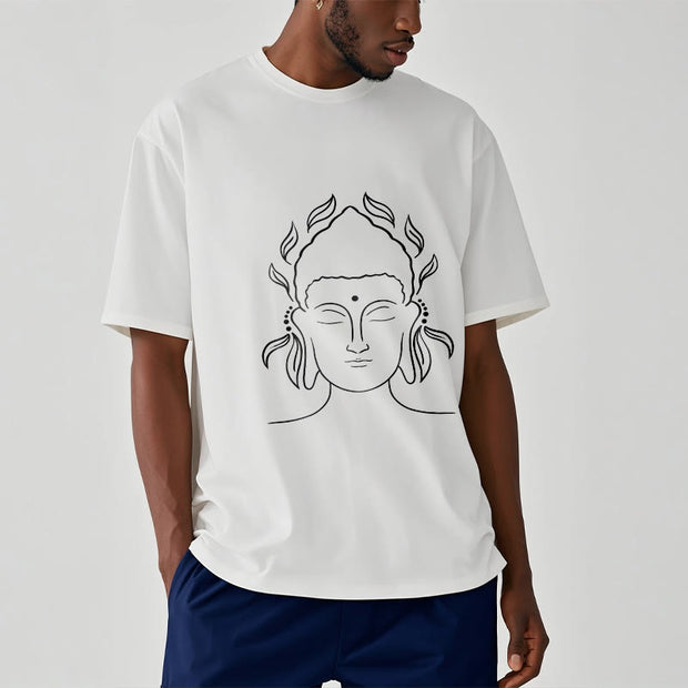 Buddha Stones Casual Buddha Outline Lotus Petal Pattern Tee T-shirt - image 7