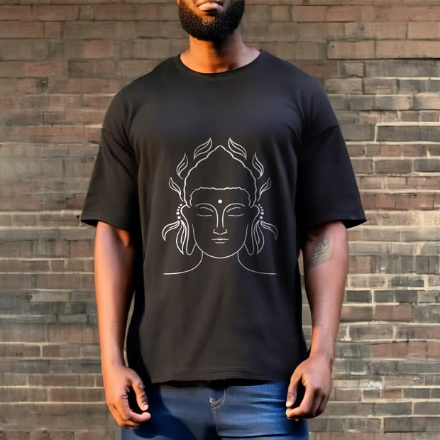 Buddha Stones Casual Buddha Outline Lotus Petal Pattern Tee T-shirt - image 3