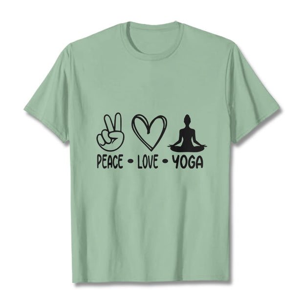 Buddha Stones Casual Hand Gesture Heart Yoga Pose Pattern Tee T-shirt - PaleGreen - 2XL - image 15