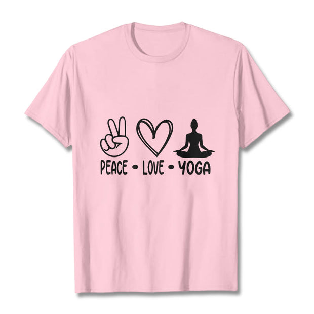 Buddha Stones Casual Hand Gesture Heart Yoga Pose Pattern Tee T-shirt - LightPink - 2XL - image 13