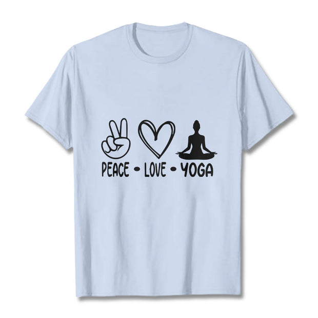 Buddha Stones Casual Hand Gesture Heart Yoga Pose Pattern Tee T-shirt - LightCyan - 2XL - image 19