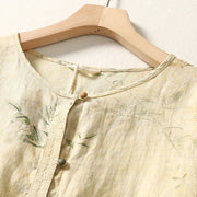 Buddha Stones Commute Chinese Frog-Button Long Lantern Sleeve Women's Cotton Linen Shirt - image 3