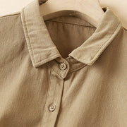 Buddha Stones Fall Irregular Design Long Sleeve Women's Cotton Lapel Shirt With Pockets - image 3