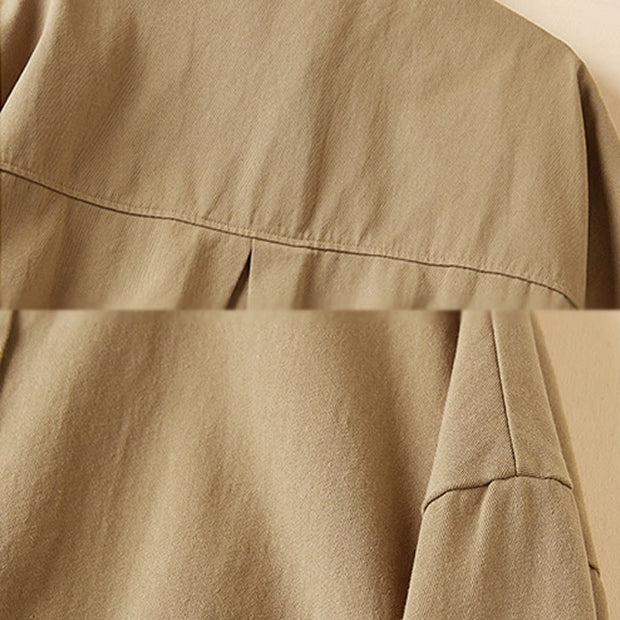Buddha Stones Fall Irregular Design Long Sleeve Women's Cotton Lapel Shirt With Pockets - image 7