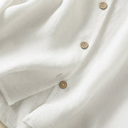 Buddha Stones Casual Spring Plain Buttons Design V-Neck Long Sleeve Women's Cotton Linen Shirt - image 16