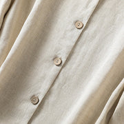 Buddha Stones Casual Spring Plain Buttons Design V-Neck Long Sleeve Women's Cotton Linen Shirt - image 6