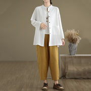 Buddha Stones Commute Casual Pure Color Long Sleeve Women's Cotton Linen Jacket With Pocket - image 16