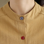 Buddha Stones Commute Casual Pure Color Long Sleeve Women's Cotton Linen Jacket With Pocket - image 7