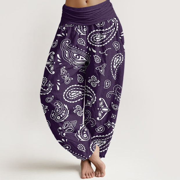 Buddha Stones Casual Classic Paisley Motif Women's Elastic Waist Harem Pants