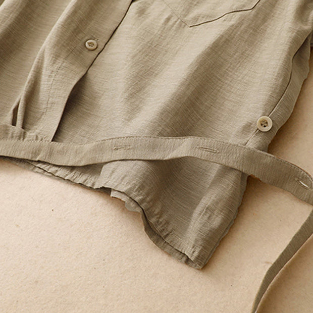 Buddha Stones 2Pcs Shirt Top 7-8 Length Skirt With Pockets Cotton Linen Clothing Women's Set - image 7