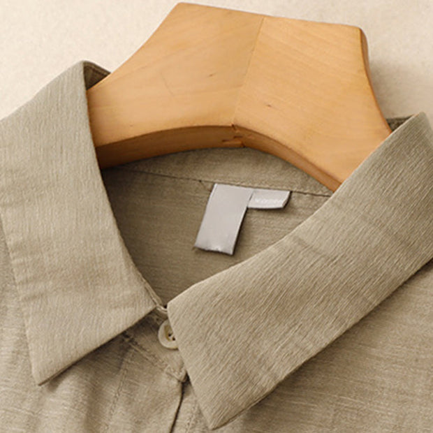 Buddha Stones 2Pcs Shirt Top 7-8 Length Skirt With Pockets Cotton Linen Clothing Women's Set - image 4