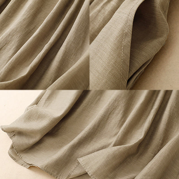 Buddha Stones 2Pcs Shirt Top 7-8 Length Skirt With Pockets Cotton Linen Clothing Women's Set - image 13
