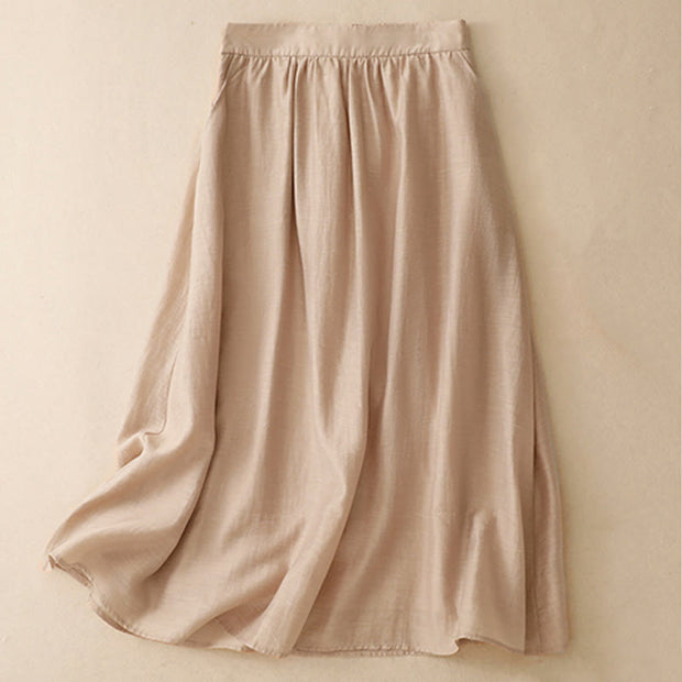 Buddha Stones 2Pcs Shirt Top 7-8 Length Skirt With Pockets Cotton Linen Clothing Women's Set - image 21