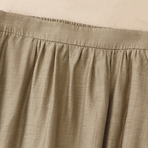 Buddha Stones 2Pcs Shirt Top 7-8 Length Skirt With Pockets Cotton Linen Clothing Women's Set - image 9