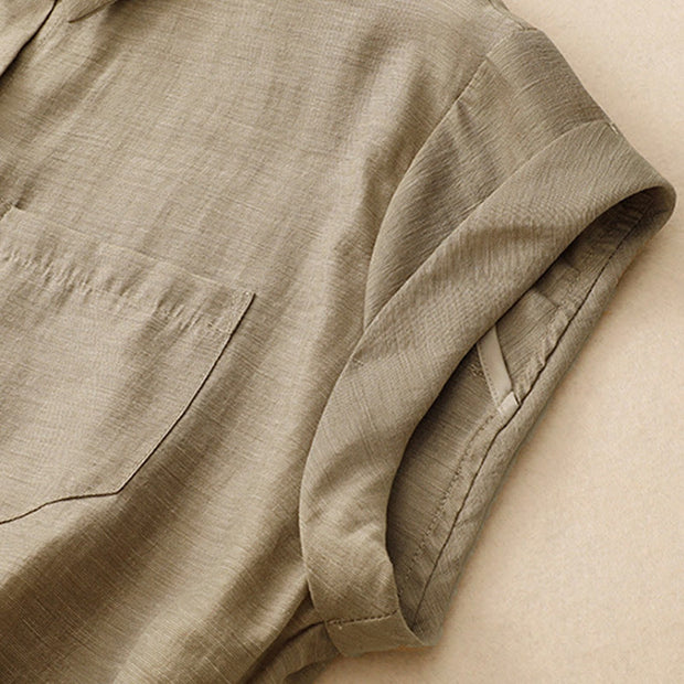 Buddha Stones 2Pcs Shirt Top 7-8 Length Skirt With Pockets Cotton Linen Clothing Women's Set - image 5