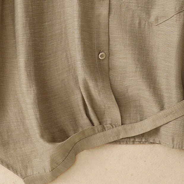 Buddha Stones 2Pcs Shirt Top 7-8 Length Skirt With Pockets Cotton Linen Clothing Women's Set - image 6
