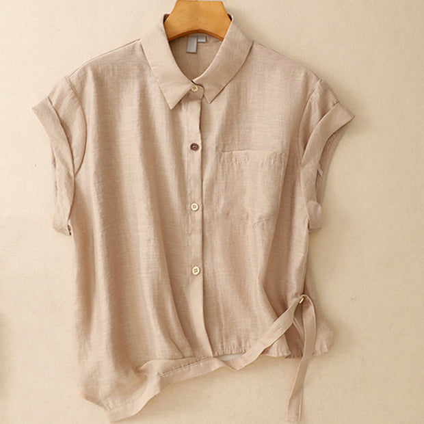 Buddha Stones 2Pcs Shirt Top 7-8 Length Skirt With Pockets Cotton Linen Clothing Women's Set - image 16