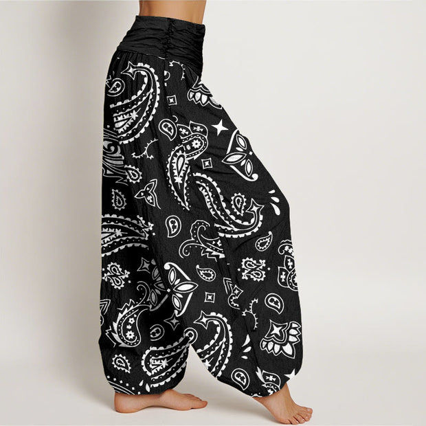 Buddha Stones Casual Classic Paisley Motif Women's Elastic Waist Harem Pants