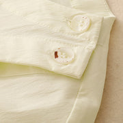 Buddha Stones 2pcs Irregular Button Design Shirt Skirt With Pockets Cotton Clothing Women's Set - image 26