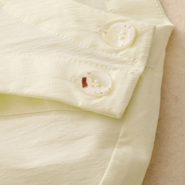 Buddha Stones 2pcs Irregular Button Design Shirt Skirt With Pockets Cotton Clothing Women's Set - image 26