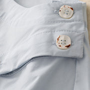 Buddha Stones 2pcs Irregular Button Design Shirt Skirt With Pockets Cotton Clothing Women's Set - image 6