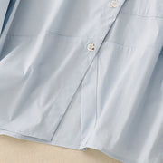 Buddha Stones 2pcs Irregular Button Design Shirt Skirt With Pockets Cotton Clothing Women's Set - image 8