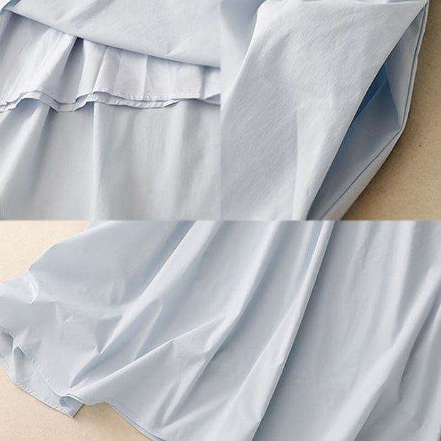 Buddha Stones 2pcs Irregular Button Design Shirt Skirt With Pockets Cotton Clothing Women's Set - image 13