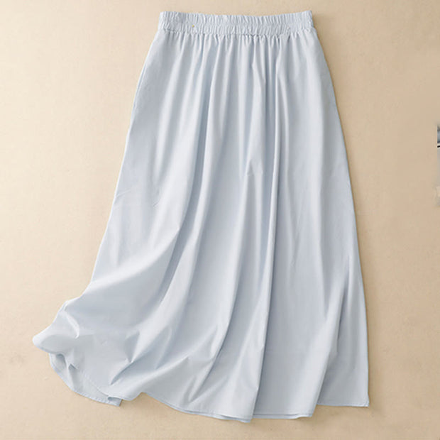 Buddha Stones 2pcs Irregular Button Design Shirt Skirt With Pockets Cotton Clothing Women's Set - image 9
