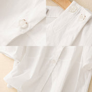 Buddha Stones 2pcs Irregular Button Design Shirt Skirt With Pockets Cotton Clothing Women's Set - image 20