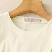 Buddha Stones 2pcs Irregular Button Design Shirt Skirt With Pockets Cotton Clothing Women's Set - image 24