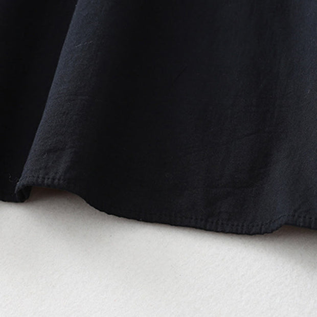 Buddha Stones Casual Ruffled Lace Patchwork Design Puff Sleeve Cotton Midi Dress With Pockets - image 16