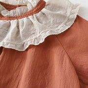 Buddha Stones Casual Ruffled Lace Patchwork Design Puff Sleeve Cotton Midi Dress With Pockets - image 6
