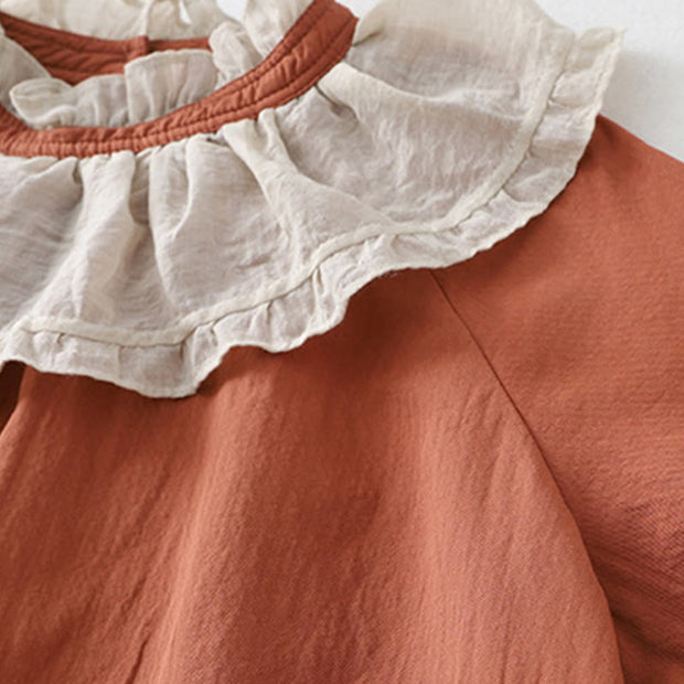 Buddha Stones Casual Ruffled Lace Patchwork Design Puff Sleeve Cotton Midi Dress With Pockets - image 6