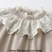 Buddha Stones Casual Ruffled Lace Patchwork Design Puff Sleeve Cotton Midi Dress With Pockets - image 18
