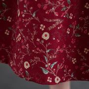 Buddha Stones Ethnic Printing Drawstring Long Sleeve Cotton Linen Maxi Dress With Pockets - image 19