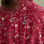Buddha Stones Ethnic Printing Drawstring Long Sleeve Cotton Linen Maxi Dress With Pockets - image 13