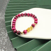 Buddha Stones Various Color Tiger Eye Beads Pixiu Wealth Courage Bracelet