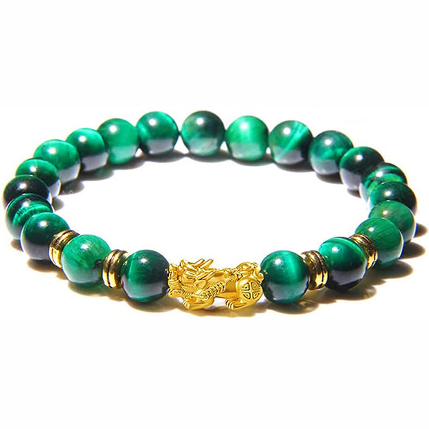 Buddha Stones Various Color Tiger Eye Beads Spacer Beads Pixiu Wealth Courage Bracelet - Green Tiger Eye(Wrist Circumference: 14-17cm) - image 1