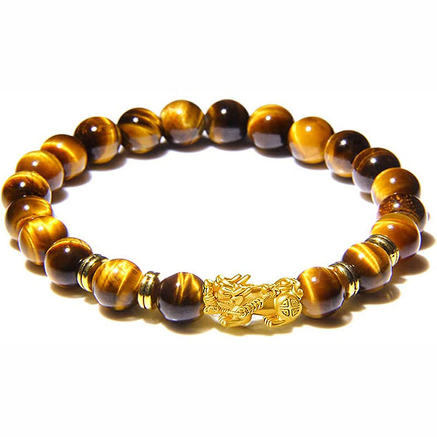 Buddha Stones Various Color Tiger Eye Beads Spacer Beads Pixiu Wealth Courage Bracelet - Yellow Tiger Eye(Wrist Circumference: 14-17cm) - image 7