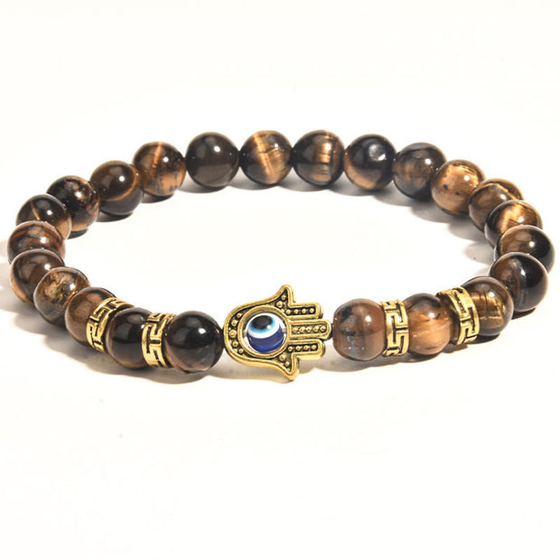 Buddha Stones Tiger Eye Beads Evil Eye Courage Bracelet - Tiger Eye(Wrist Circumference: 14-17cm) - image 1