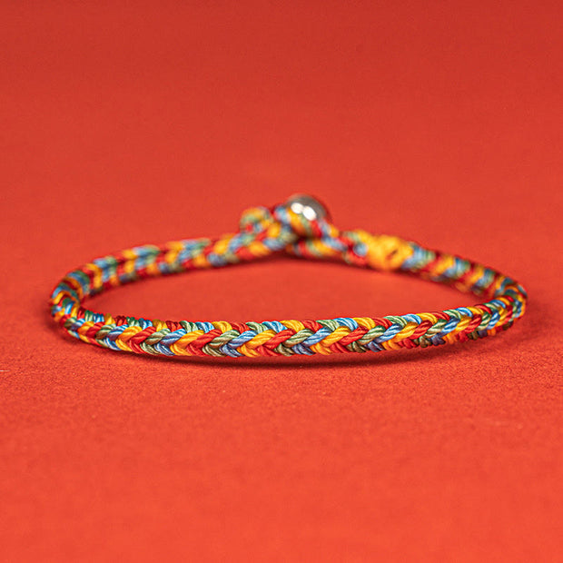 Buddha Stones 925 Sterling Silver Eight Thread Peace Knot Colorful Rope Luck Braided Bracelet - 925 Sterling Silver(Wrist Circumference:19cm) - image 1