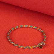 Buddha Stones 925 Sterling Silver Eight Thread Peace Knot Colorful Rope Luck Braided Bracelet - image 2